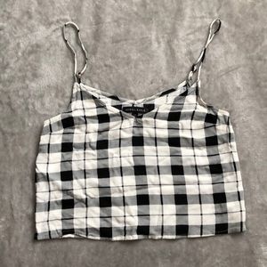black white and gray cropped tank top